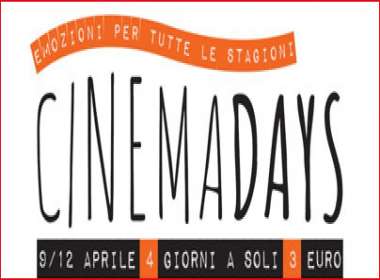 CinemaDays, al via l'iniziativa sugli ingressi scontati al cinema