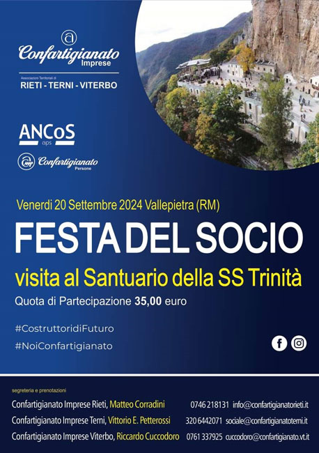 locandina festa socio confartigianato rieti, terni e viterbo